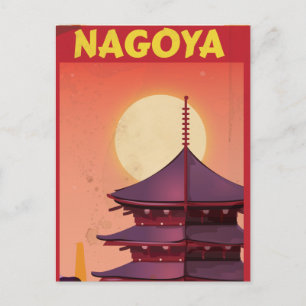 Cartão Postal Cartaz de Viagem Antigo de Nagoya, Japão