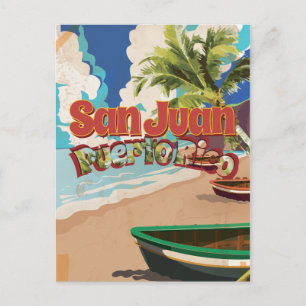 Cartão Postal Cartaz de Viagem Antigo de San Juan Porto Rico