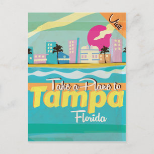 Cartão Postal Cartaz de viagem antigo de Tampa, Flórida.