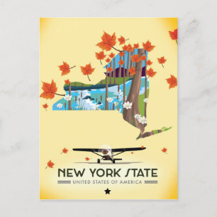 Cartão Postal Cartaz de viagem antigo do estado de Nova York
