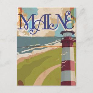 Cartão Postal Cartaz de Viagem Antigo do Maine