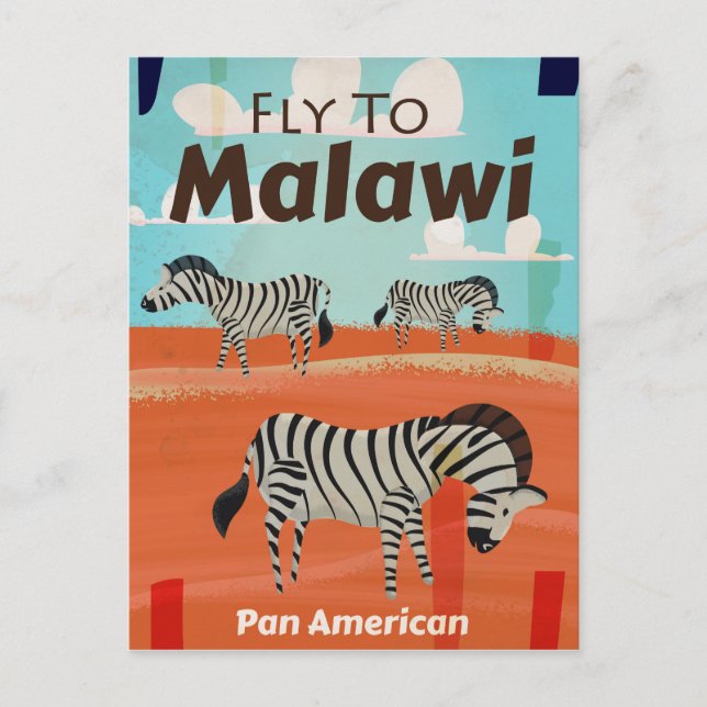 Cartão Postal Cartaz de viagem antigo do Malawi (Frente)