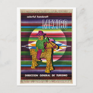 Cartão Postal Cartaz de Viagem Antigo do México Restaurado