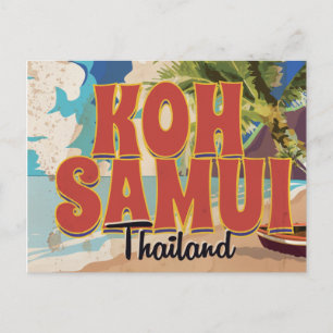 Cartão Postal Cartaz de Viagem Antigo Koh Samui, Tailândia