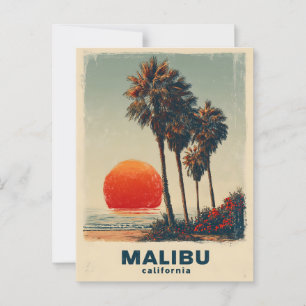 Cartão Postal Cartaz de Viagem Antigo Malibu Califórnia