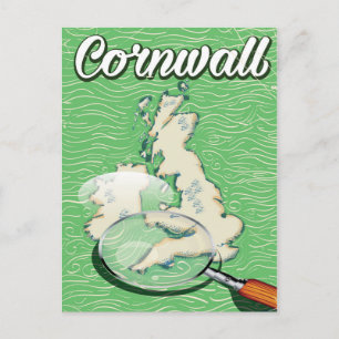 Cartão Postal cartaz de viagem antigo mapa da cornwall