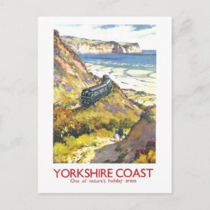 Cartão Postal Cartaz de Viagem Antigo para a Costa de Yorkshire