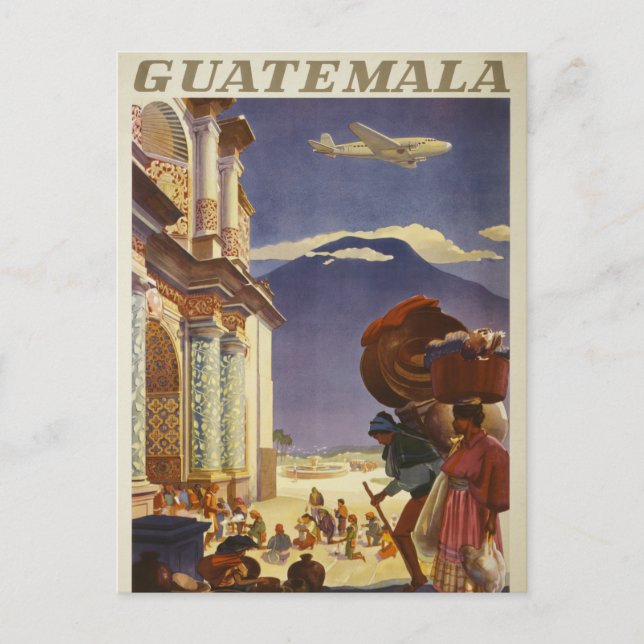 Cartão Postal Cartaz de Viagem Antigo para Guatemala (Frente)