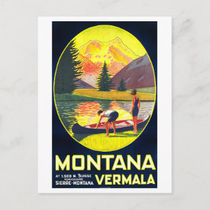 Cartão Postal Cartaz de Viagem Antigo para Montana, Suíça,