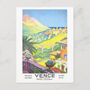 Cartão Postal Cartaz de Viagem Antigo para Vence, França,