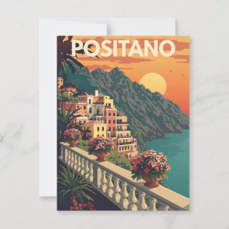 Cartão Postal Cartaz de Viagem Antigo Positano Itália