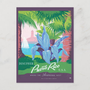 Cartão Postal Cartaz de Viagem Antigo Promovendo Porto Rico 2