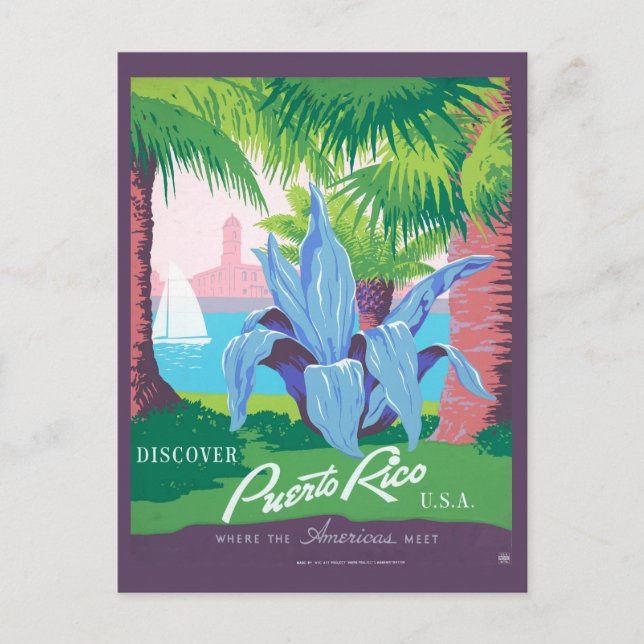 Cartão Postal Cartaz de Viagem Antigo Promovendo Porto Rico 2 (Frente)