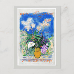 Cartão Postal Cartaz de Viagem Antigo Restaurado da América do S