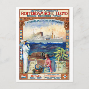 Cartão Postal Cartaz de Viagem Antigo Restaurado da Holanda