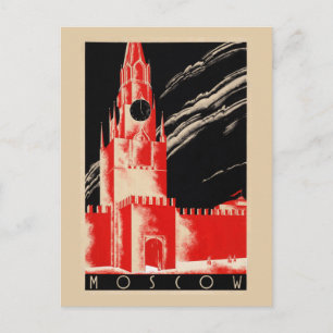 Cartão Postal Cartaz de Viagem Antigo Restaurado Moscou Rússia