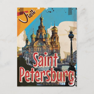 Cartão Postal Cartaz de Viagem Antigo São Petersburgo, Rússia