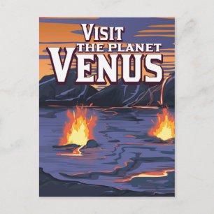 Cartão Postal Cartaz de viagem ao planeta Vênus