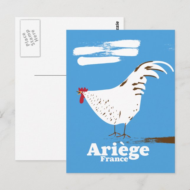 Cartão Postal Cartaz de viagem Ariège França. (Frente/Verso)