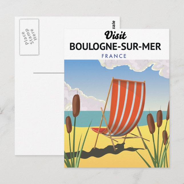 Cartão Postal Cartaz de viagem Boulogne-sur-Mer frança (Frente/Verso)