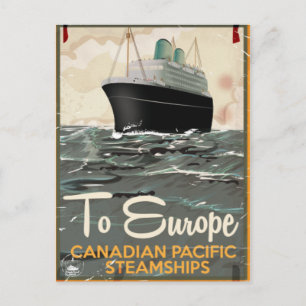 Cartão Postal Cartaz de viagem canadense vintage para a Europa