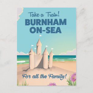 Cartão Postal cartaz de viagem castelo de areia de BURNHAM-ON-SE