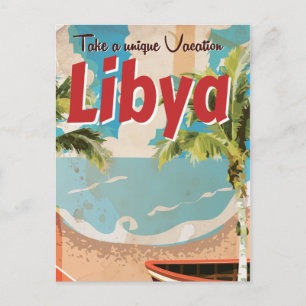 Cartão Postal Cartaz de viagem clássico de férias na Líbia.