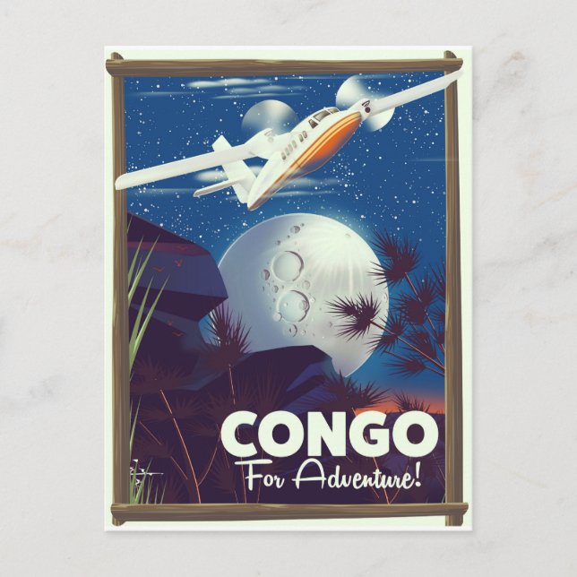 Cartão Postal cartaz de viagem Congo For Adventure! (Frente)