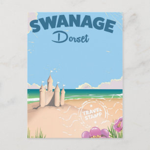 Cartão Postal Cartaz de viagem da antiga costa de Swanage Dorset