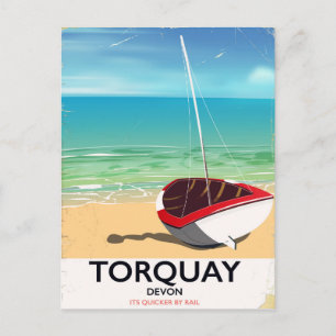 Cartão Postal Cartaz de viagem da antiga costa de Torquay Devon