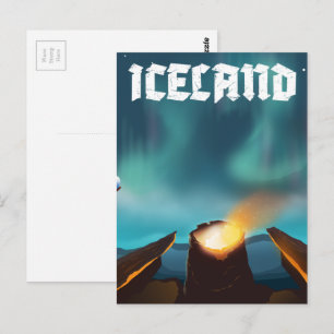 Cartão Postal Cartaz de viagem da aurora boreal da Islândia