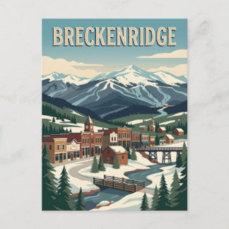 Cartão Postal Cartaz de Viagem da Cidade Esquiável Breckenridge