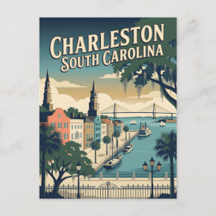 Cartão Postal Cartaz de Viagem da Costa de Charleston Carolina d