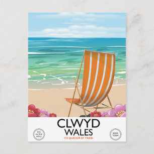 Cartão Postal Cartaz de viagem da costa marítima de Clwyd País d