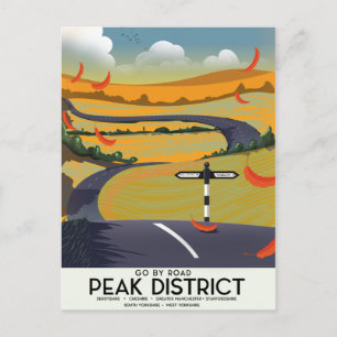 Cartão Postal Cartaz de viagem da estrada do Peak District