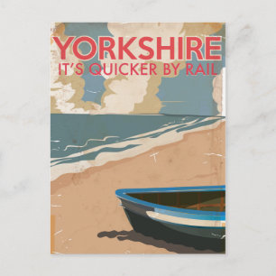 Cartão Postal Cartaz de Viagem da Ferrovia Vintage de Yorkshire