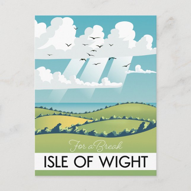 Cartão Postal cartaz de viagem da ilha de wight. (Frente)