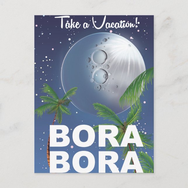 Cartão Postal Cartaz de viagem da Lua de Bora Bora (Frente)