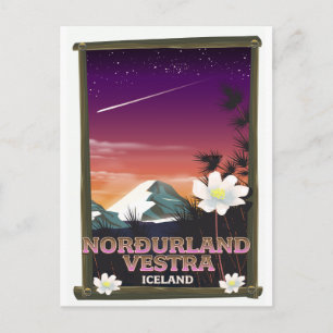 Cartão Postal Cartaz de viagem da Norðurland vestra Islândia