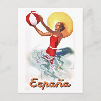 Cartão Postal Cartaz de Viagem da Praia da Espanha de 1940
