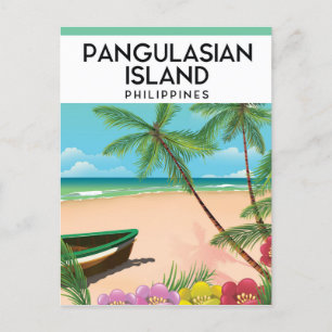 Cartão Postal cartaz de viagem da praia da ilha de Pangulasian.
