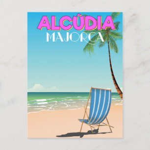 Cartão Postal Cartaz de viagem da praia de Alcúdia Maiorca