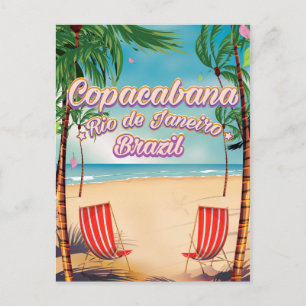 Cartão Postal Cartaz de viagem da praia de Copacabana, Rio de Ja