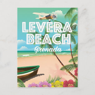 Cartão Postal Cartaz de viagem da praia de Grenada levera