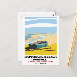 Cartão Postal Cartaz de viagem da Praia de Happisburgh Norfolk
