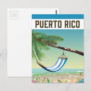 Cartão Postal Cartaz de viagem da praia de Porto Rico.