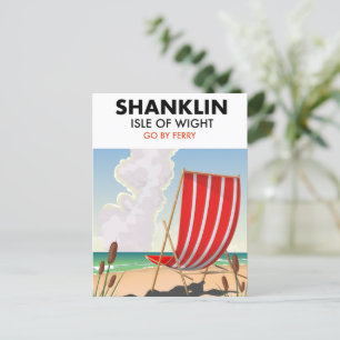 Cartão Postal Cartaz de viagem da praia de Shanklin na ilha de W