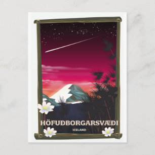 Cartão Postal Cartaz de viagem da região da capital Islândia Isl