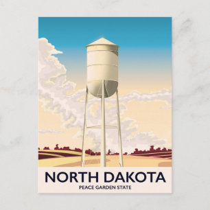 Cartão Postal cartaz de viagem da Torre de Água de Dakota do Nor