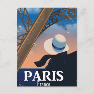 Cartão Postal Cartaz de viagem da Torre Eiffel Paris França